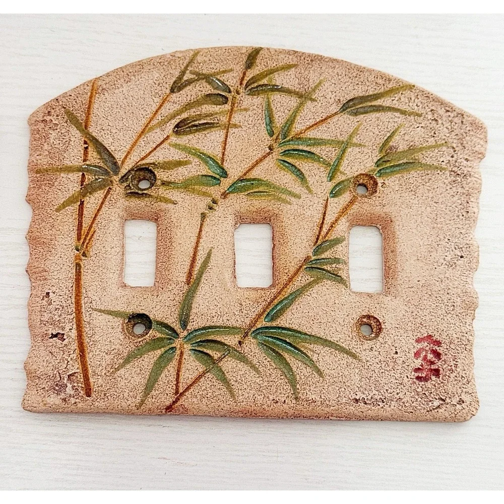 Vintage Ceramic Bamboo Light switch Covers. Set Of 2. 7